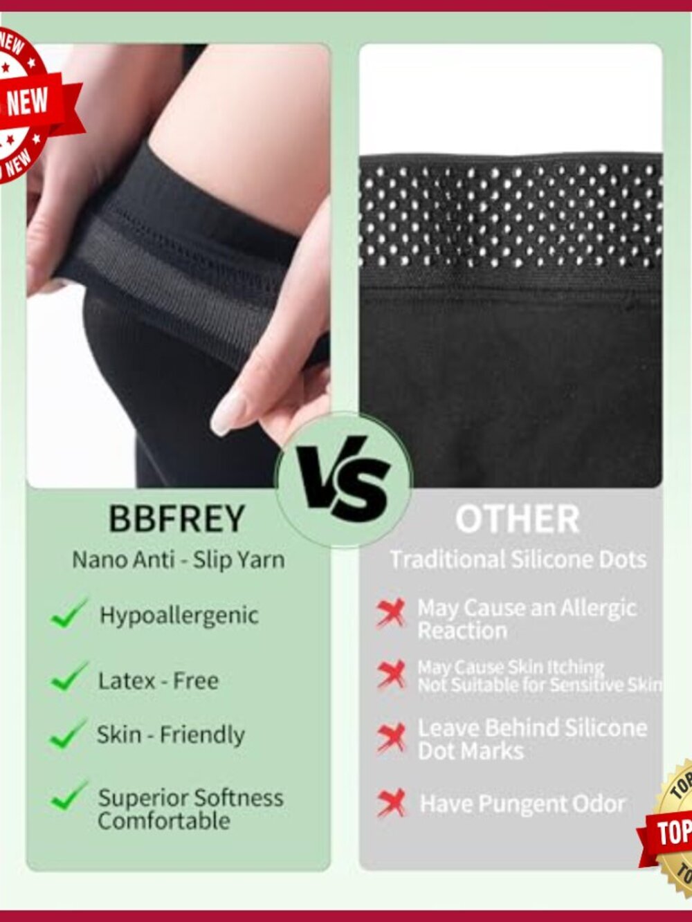 Bamboo Viscose Compression Socks Over Knee 15-20 mmHg Grip Top - Picture 2 of 7